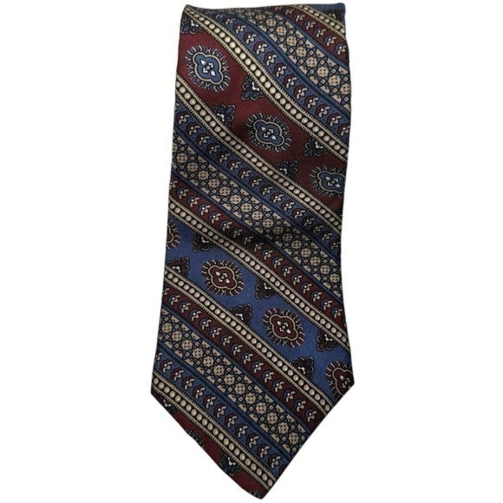 Missoni Vintage Men’s Purple Blue Paisley Striped Silk Italy Necktie Tie